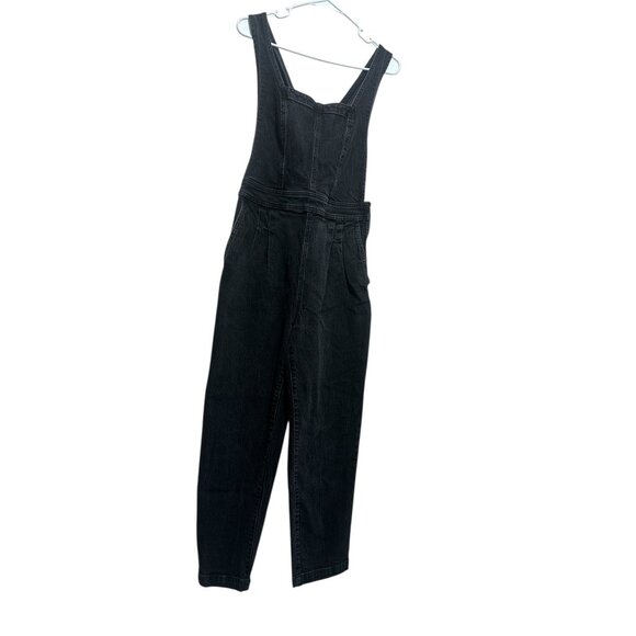 Madewell Tapered Ballon Overall Jumpsuit Womens 6 Black Denim Cross Back Casual - Picture 13 of 16